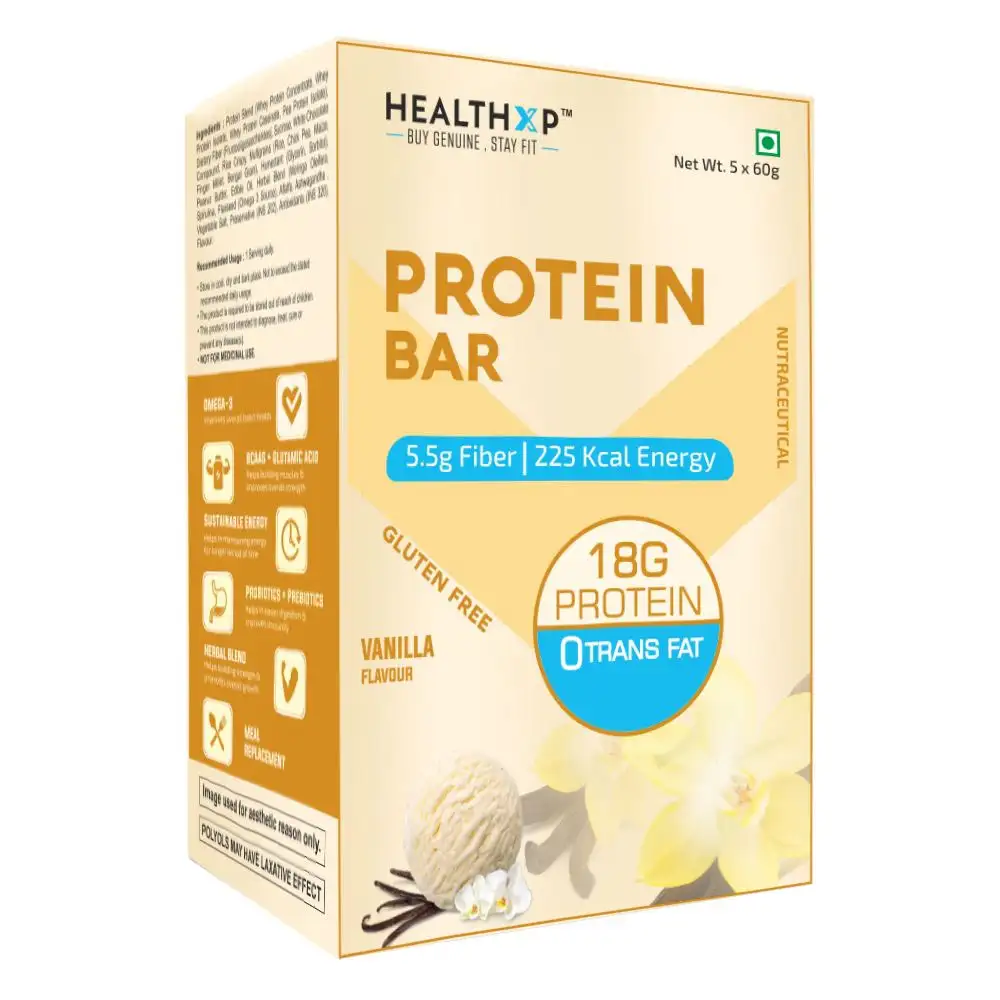 HealthXP Protein Bars (18g Protein),  5 bar(s)  Vanilla