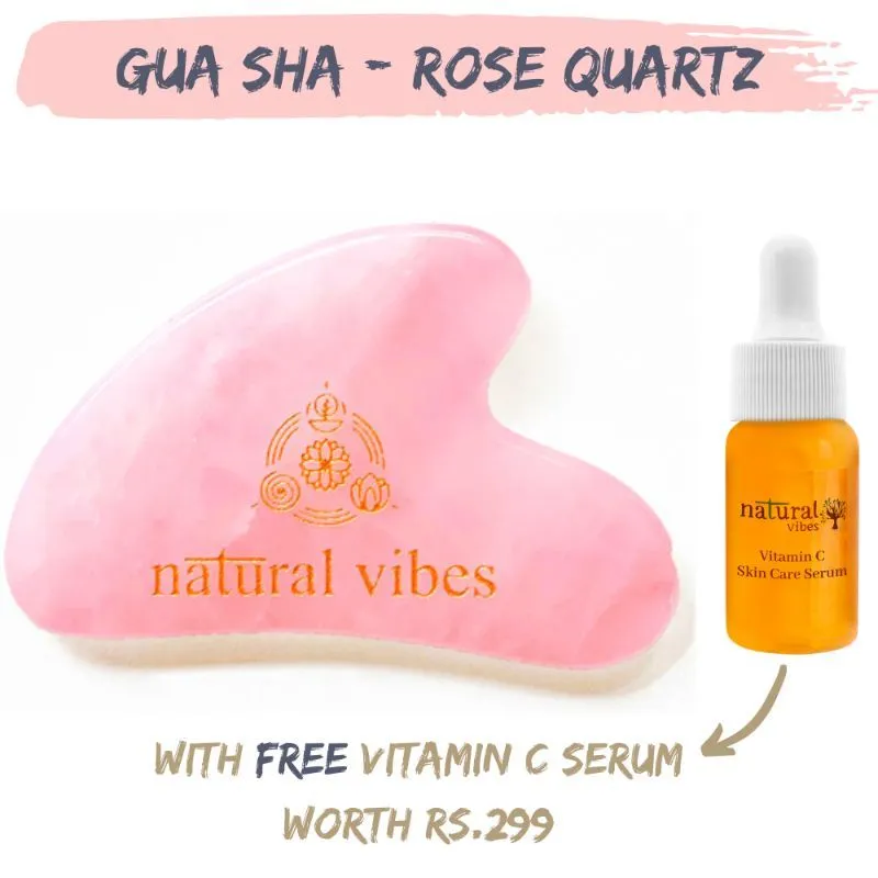 Natural Vibes Rose Quartz Gua Sha Face Massager + Vitamin C Serum