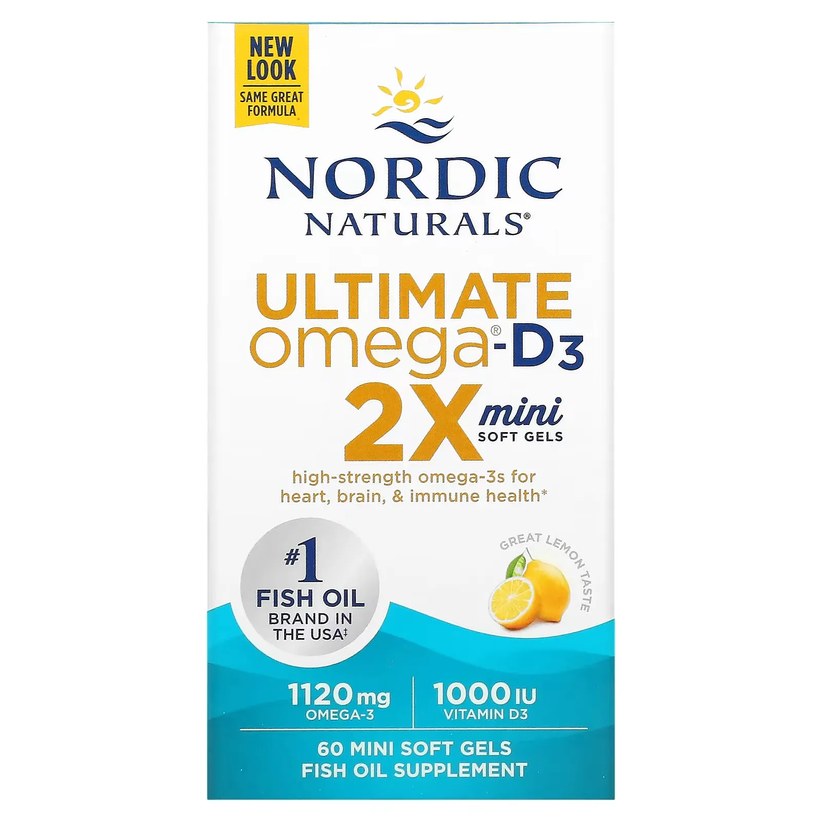 Ultimate Omega 2X with Vitamin D3,  Lemon, 60 Mini Soft Gels