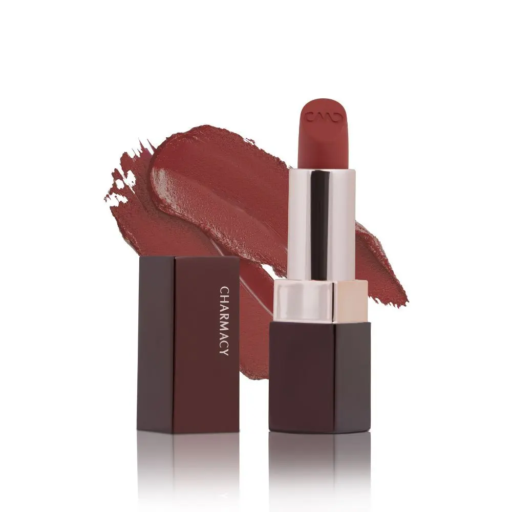 Charmacy Milano Soft Satin Matte Lipstick (Smokey Topaz) - 3.8g, High Coverage, Single Stoke, Hydrating on Lips, Matte In Texture, Glides Smoothly, Vibrant Colors, Non Toxic, Vegan, Cruelty Free