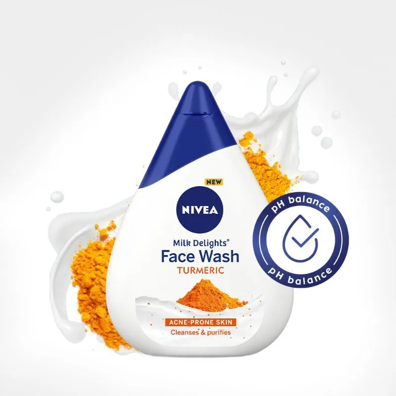 NIVEA Women Face Wash for Acne Prone Skin, Milk Delights Turmeric