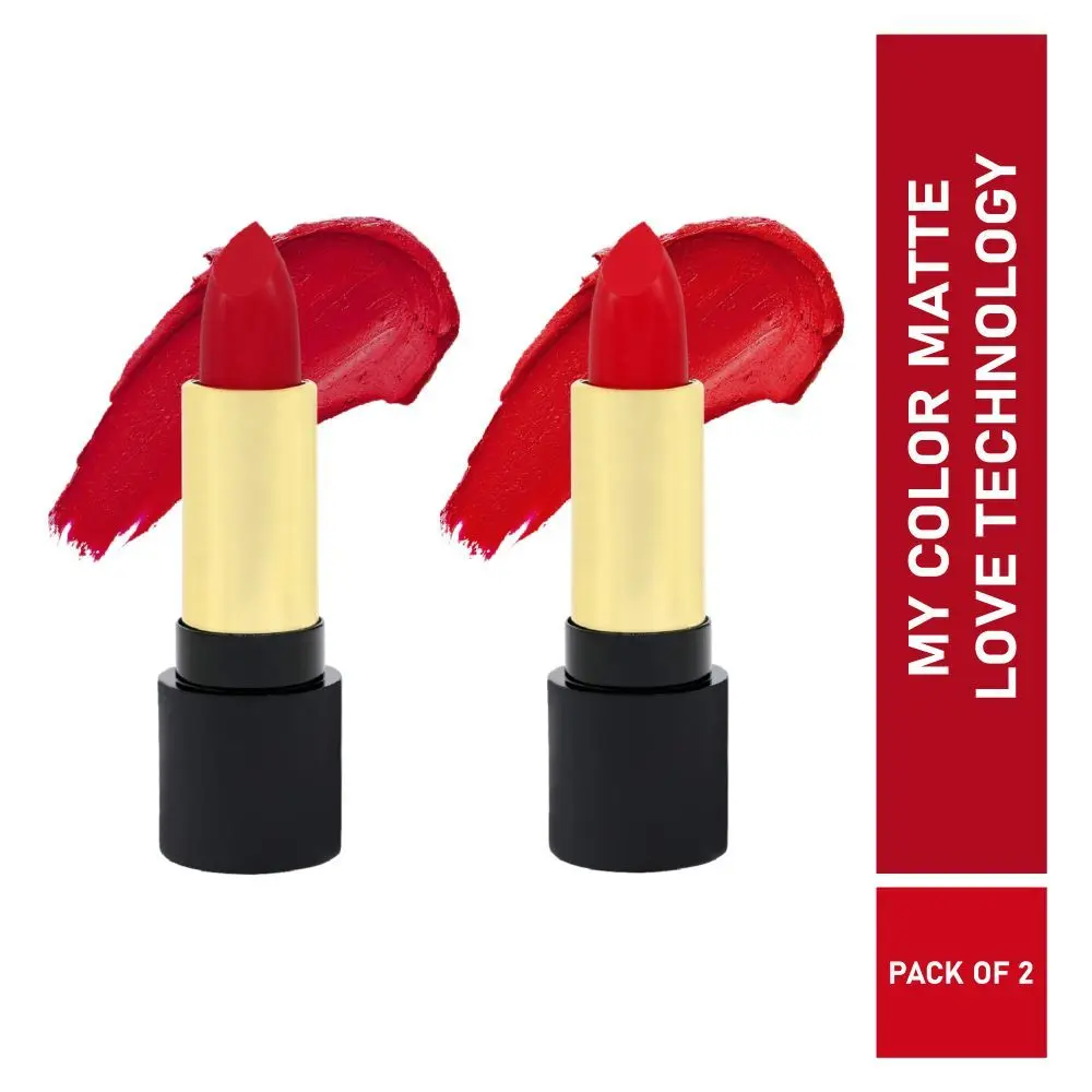 Half N Half Velvet Matte Texture Lipstick My Colour, Velvet-Maroon & Hot-Red, PO2 (7.6gm)