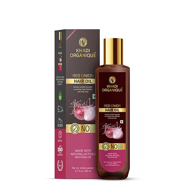 Khadi Organique Red Onion Hair Oil With Keratin Protein Booster SLS & Paraben Free