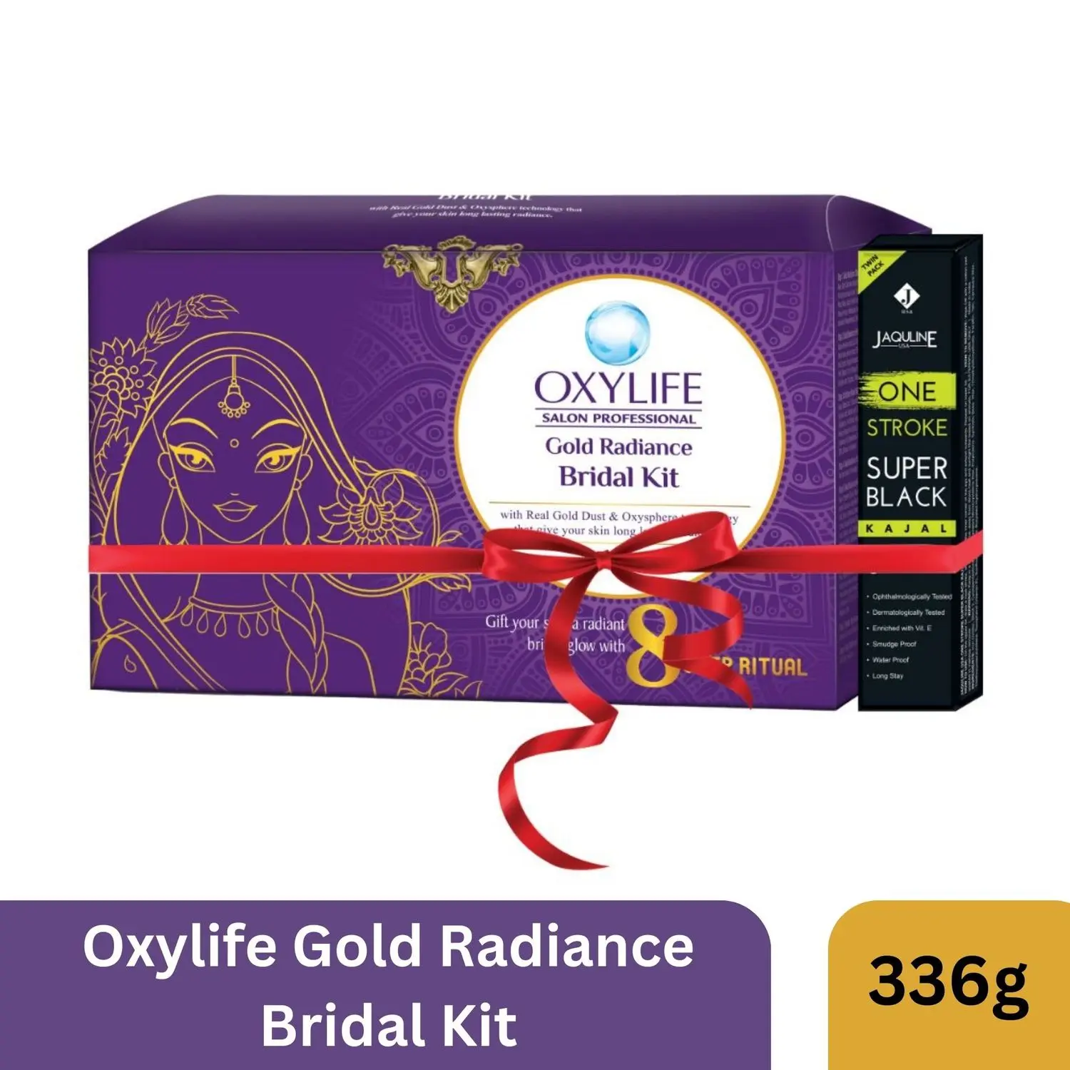 Oxylife Salon Professional Gold Radiance Bridal Kit - 336g (with x2 Jaquline Kajal Free) | Complete Kit for Bridal Radiance | Deep Cleansing & Hydration | Long Lasting Glow | Enriched with Gold & Natural Ingredients | Professional Spa Like Experience