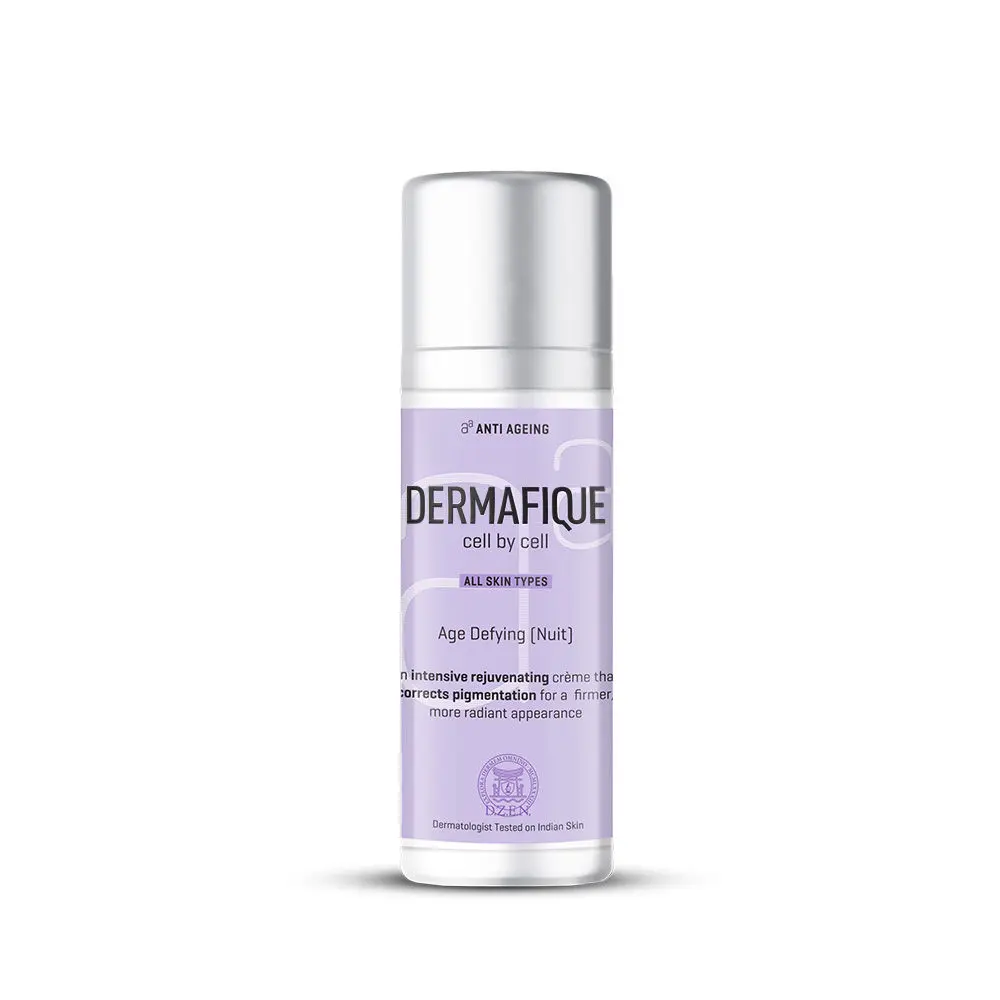 Dermafique Age Defying Nuit Regenerating Cream, 30 g - For All Skin Types - Night Moisturizer Cream for Glowing Skin- Reduces Uneven Skin Tone, Fine lines and Wrinkles - With Plant Stem Cell Technology - Dermatologist Tested