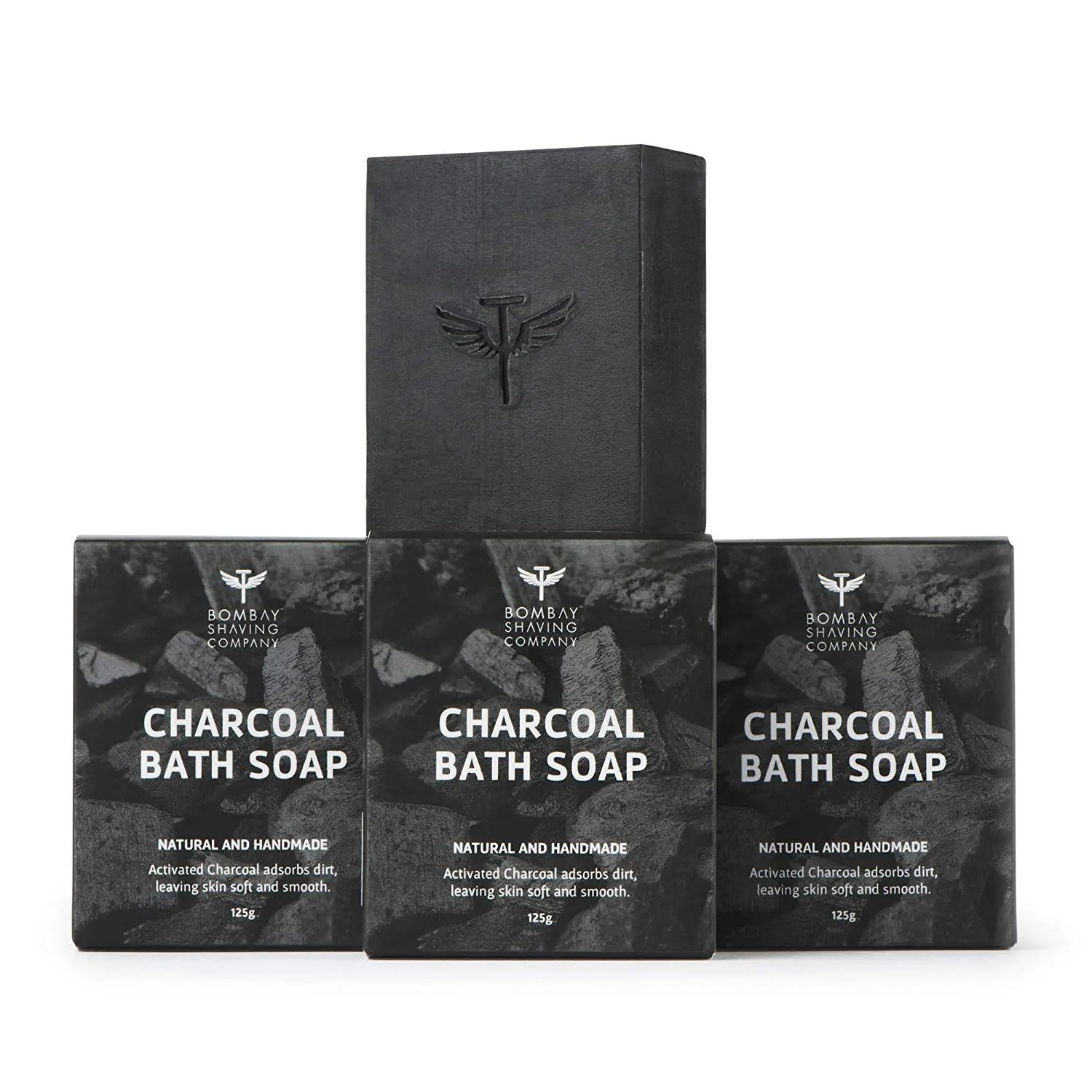 Bombay Shaving Company Activated Bamboo Charcoal Bath Soap (Pack of 3) | Deep Clean and Anti-pollution Effect | Made in India