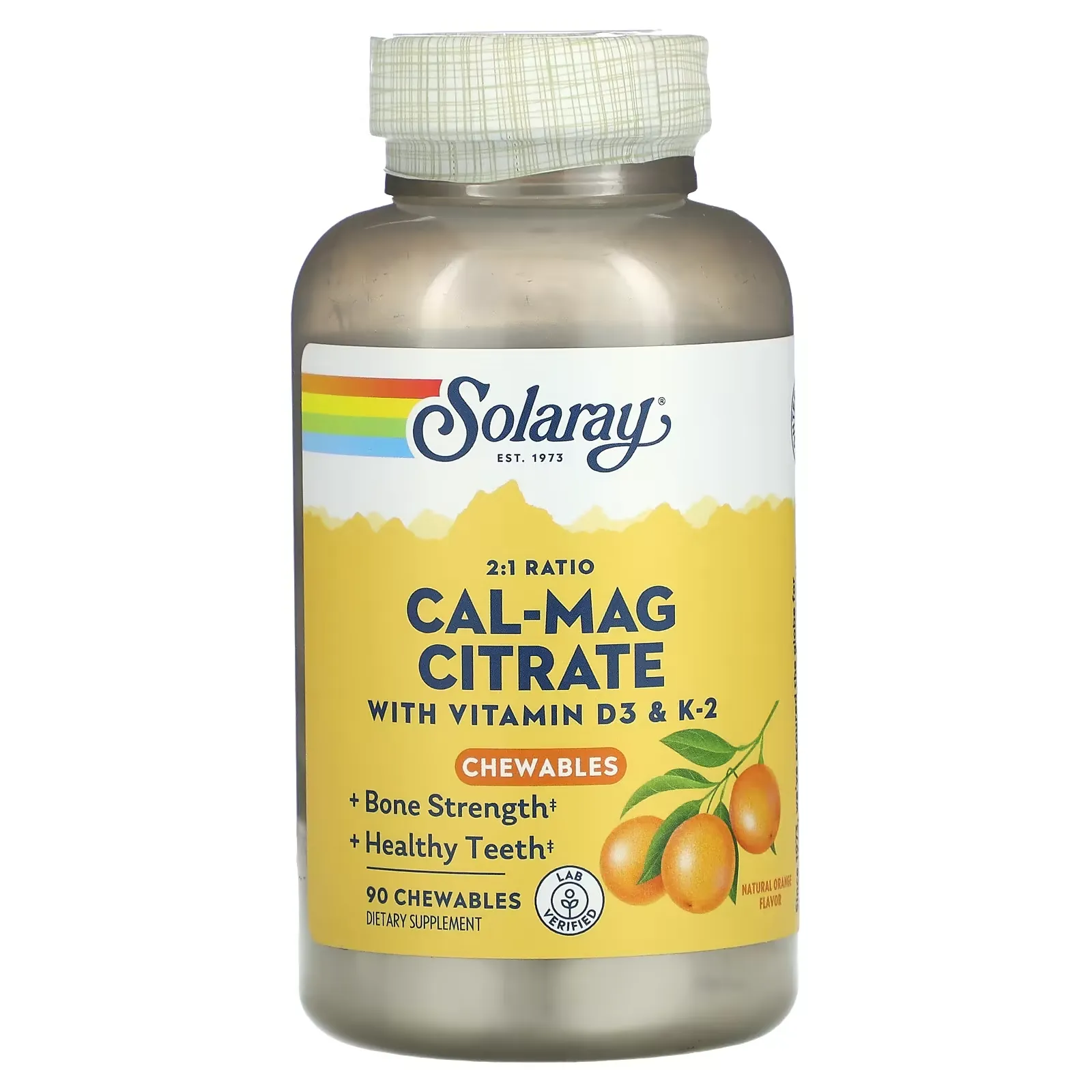 Cal-Mag Citrate with Vitamin D3 & K2, Natural Orange, 90 Chewables