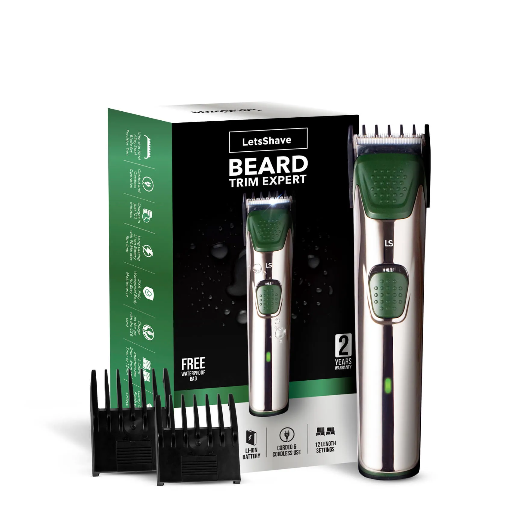 LetsShave Beard Trim Expert, 12 Mm Length Setting, Li-ion Battery, Fast Charging, 90 Mint Run Time