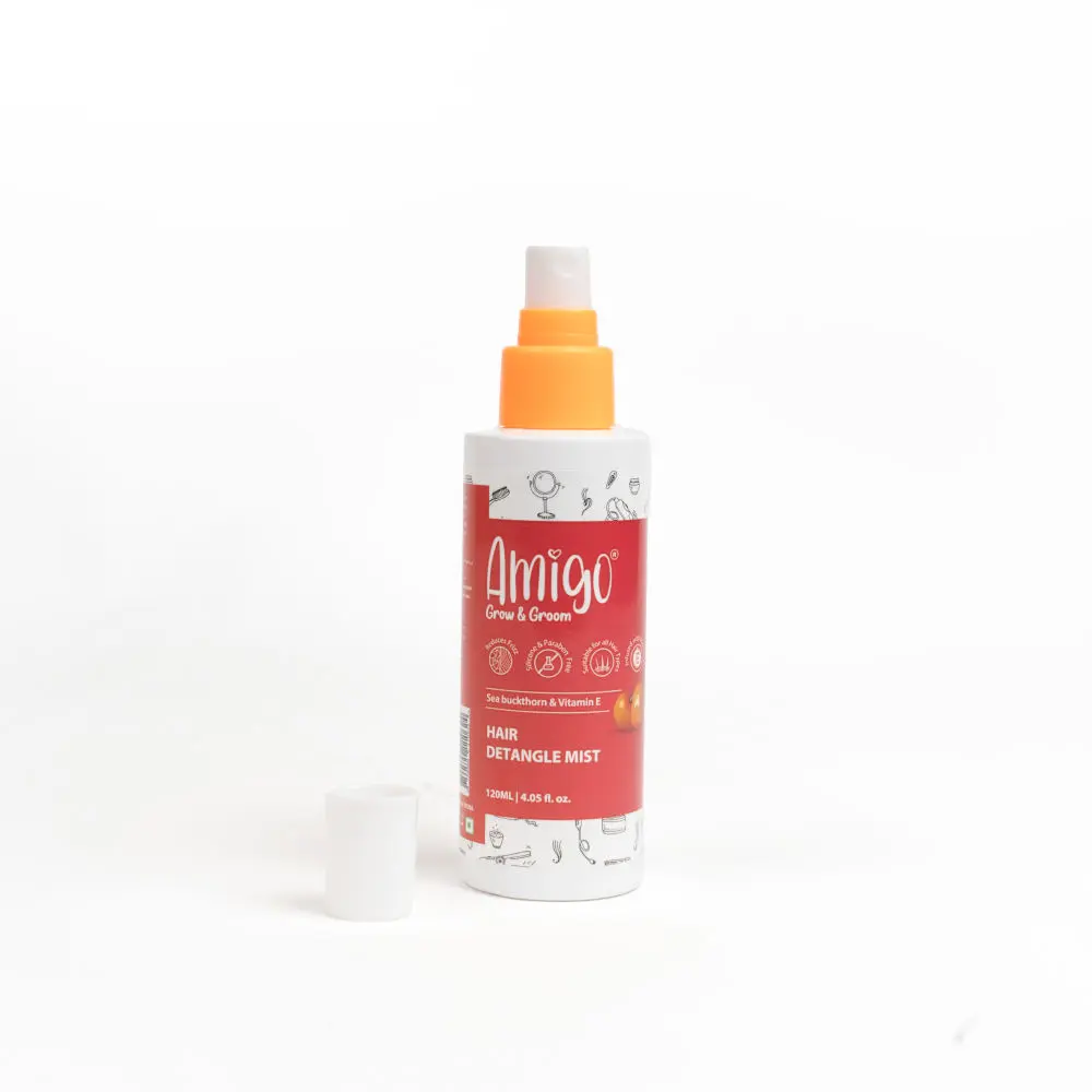Amigo Hair Detangler Mist Spray for Kids for Soft, Smooth, Tangle-free Hair, Paraben & Sulfate Free, Leave In Conditioner for Tweens - 120 ml