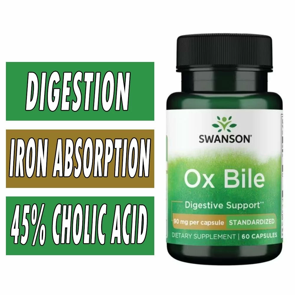 Swanson Ox Bile - Standardized - 90 mg - 60 Capsules