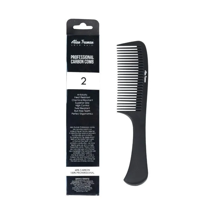 Alan Truman CB-02 Wide-Teeth Handle Carbon Comb