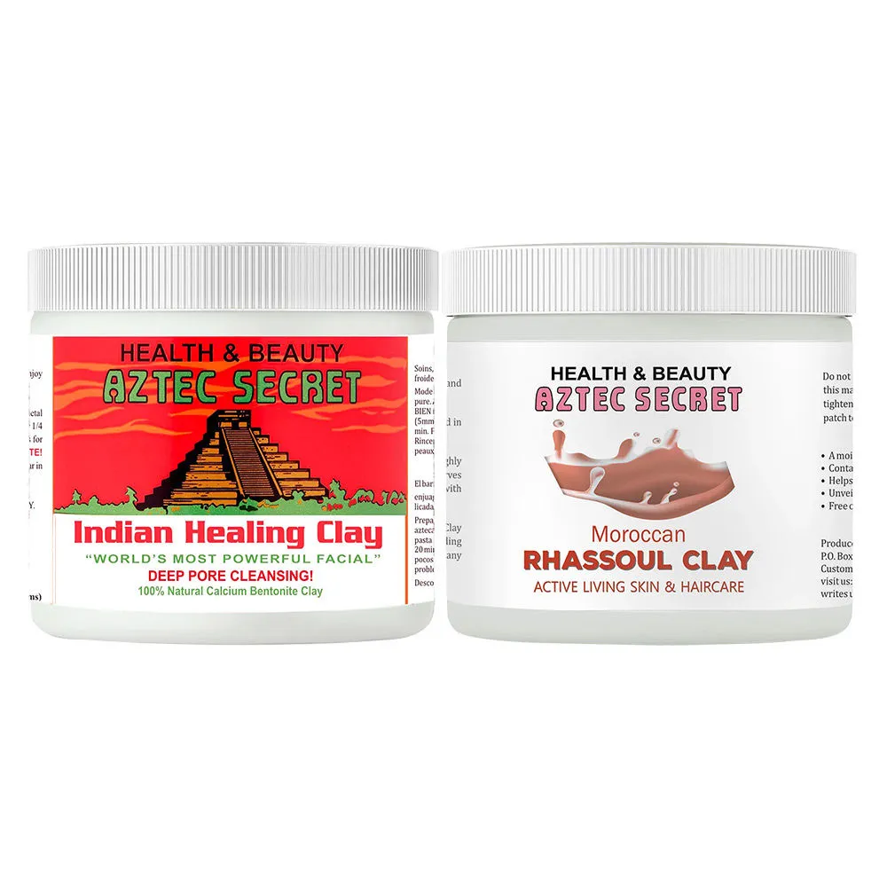 Aztec Secret Moroccan Rhassoul and Calcium Bentonite Clay Combo