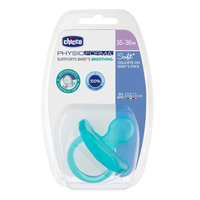 Chicco Physio Soft Silicone Soother (16-36m) - Blue