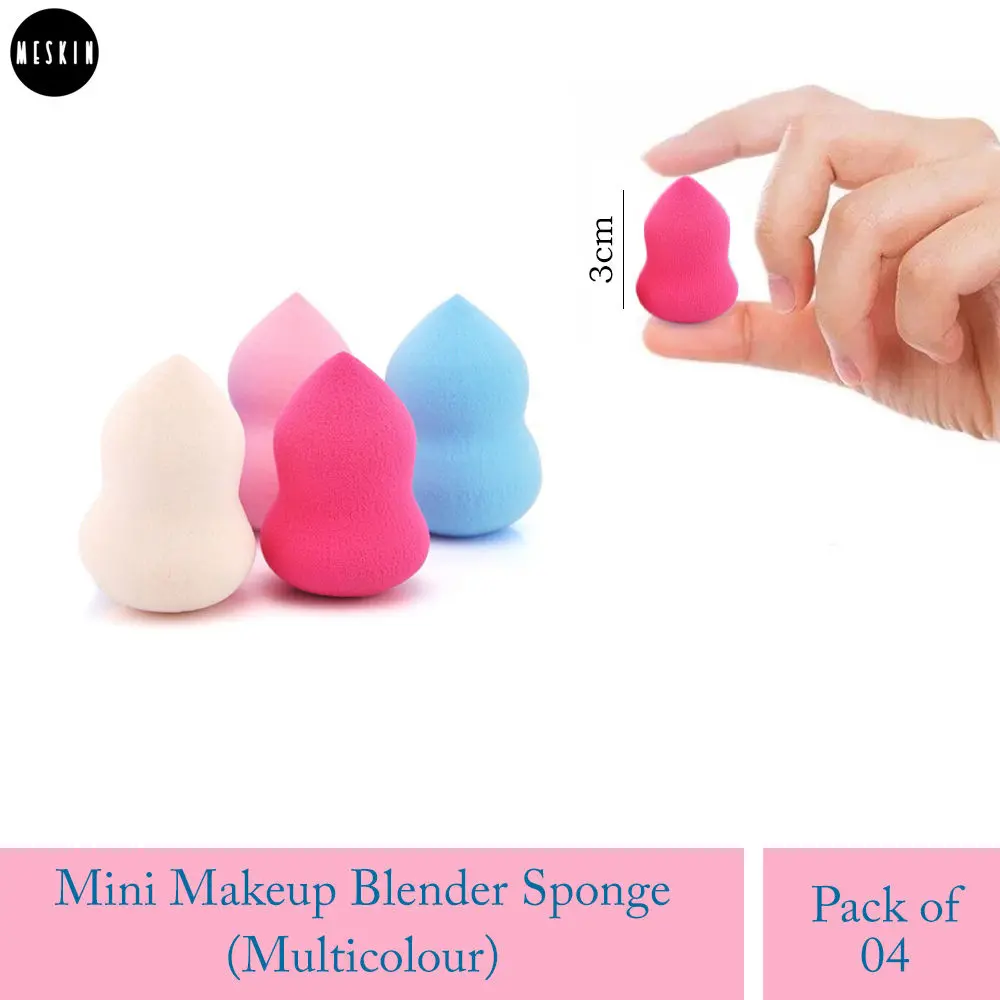 MeSkin Mini Beauty Blender Sponge Pack of 4 Pcs ,Makeup Cosmetic Sponge Foundation Powder Sponge Beauty Tools & Women Accessories (Assorted Colors)