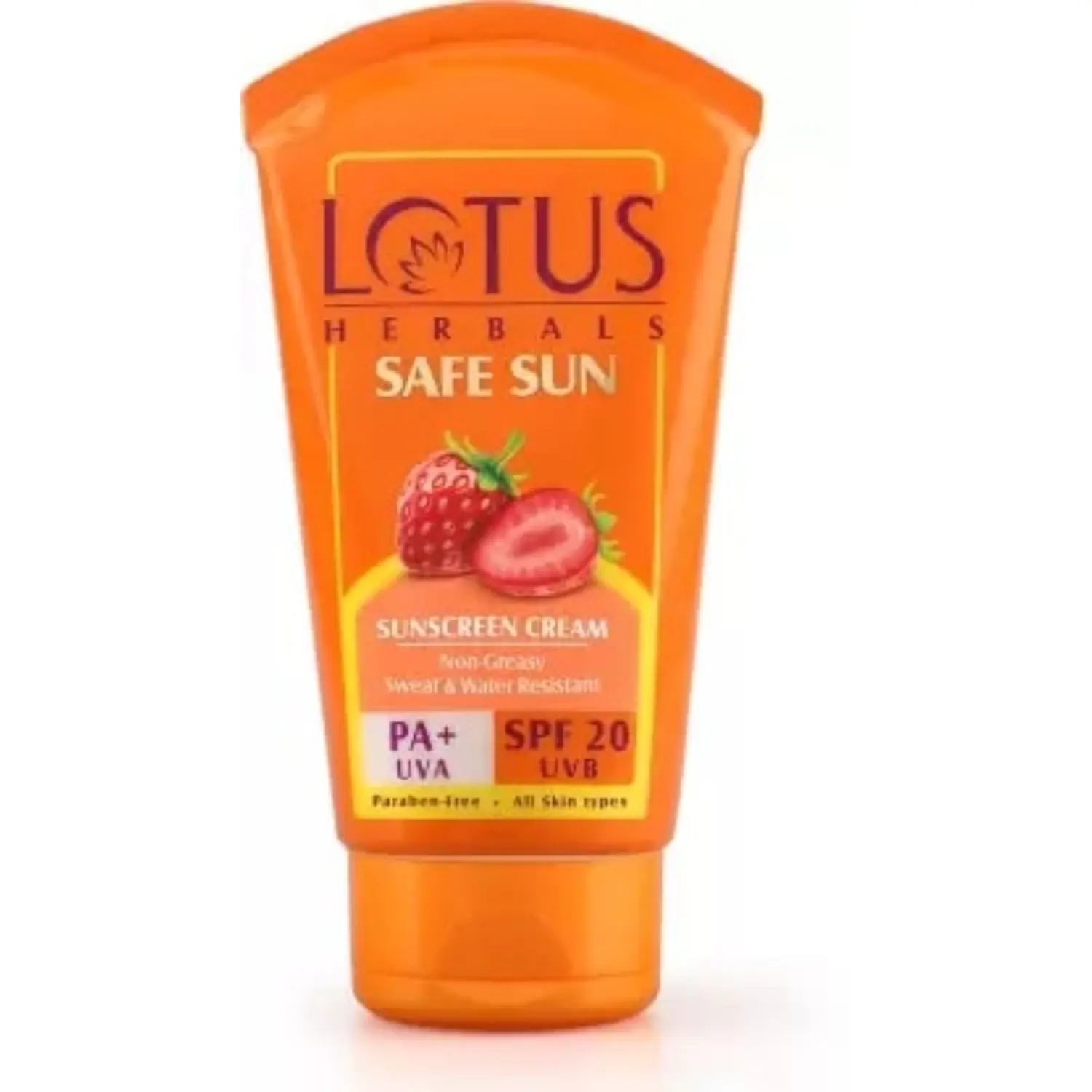 Lotus Herbals Safe Sun Sunscreen Cream - Breezy Berry | SPF 20 | PA+ | Sweat & Waterproof | Non-Greasy | 50g