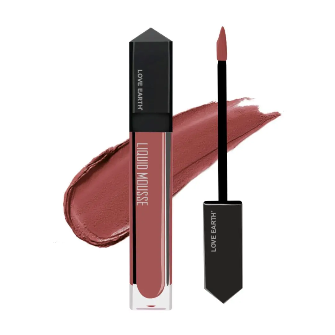 Love Earth Liquid Mousse Lipstick - Pink Colada Matte Finish | Lightweight, Non-Sticky, Non-Drying,Transferproof, Waterproof | Lasts Up to 12 hours with Vitamin E and Jojoba Oil - 6ml