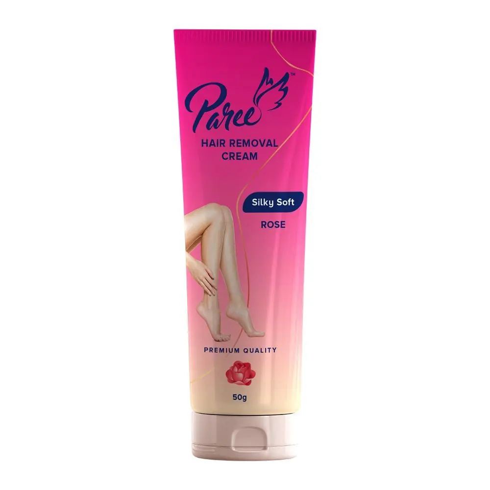 Paree Hair Removal Cream for Women - 50gm | Silky Soft Smoothing Skin with Natural Rose Extract | Enriched with Shea Butter | Suitable for Legs, Arms & Underarms | Non Toxic - Skin Friendly