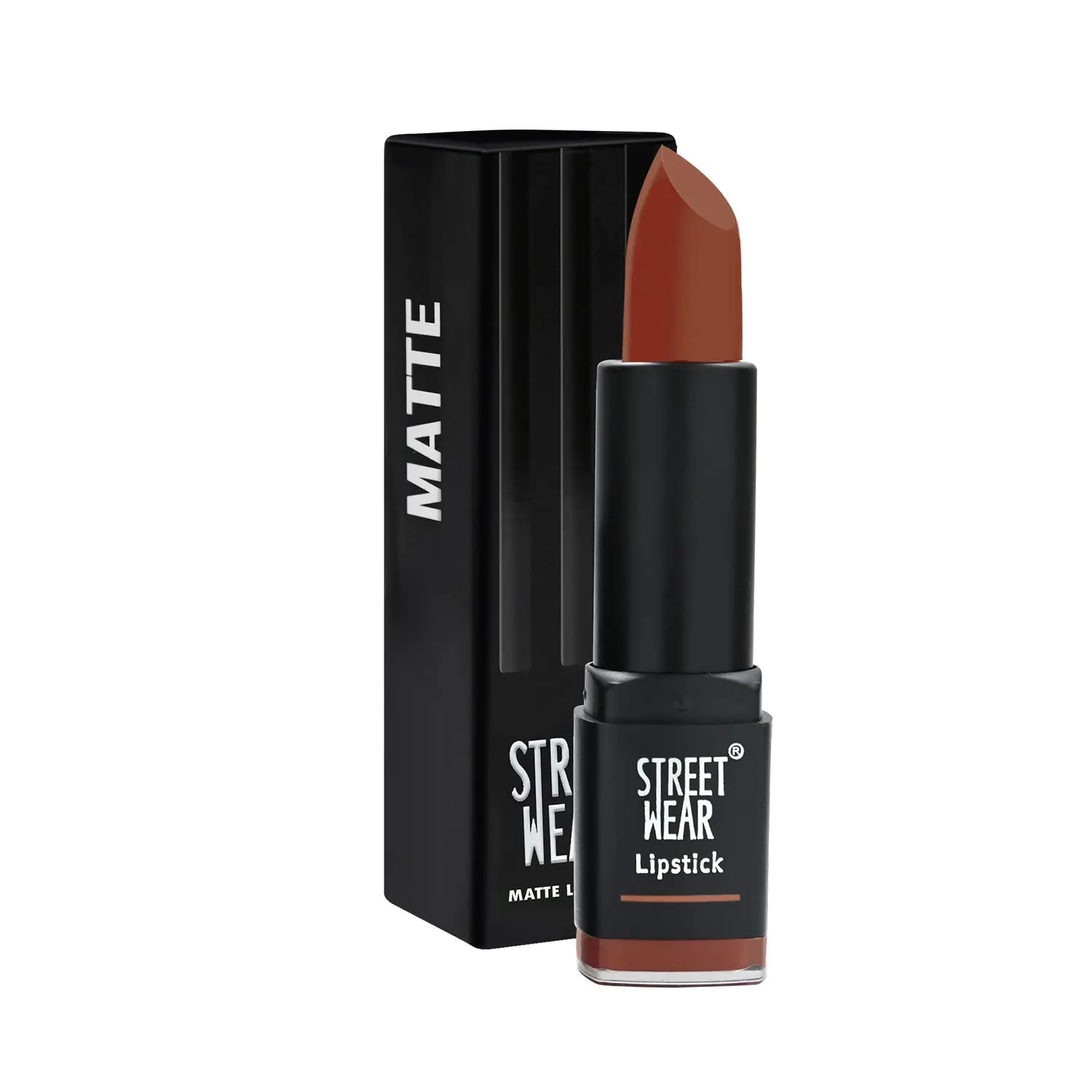 STREET WEAR® Matte Lipstick -SIMPLY BROWN (Brown) - 4.2 gms -Longwear, Velvety texture, Fade-resistant, High Color payoff, Lightweight Matte Lipstick, Plant-based Canuuba wax, Paraben-free