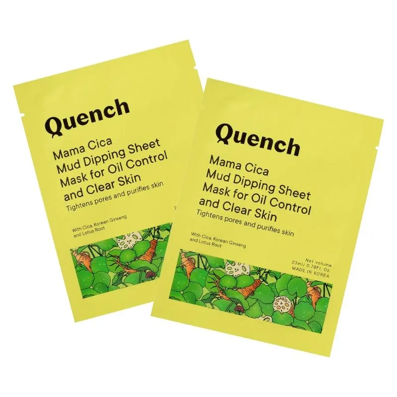 Quench Mama Cica Mud Dipping Sheet Mask For Oil Control & Clear Skin, Hydrate & Brighten - Pack Of 2