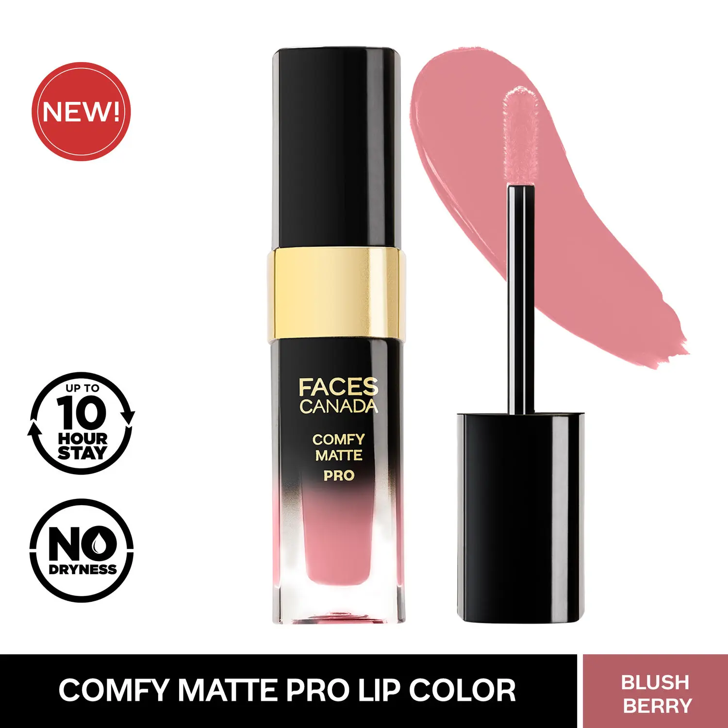 FACES CANADA COMFY MATTE PRO LIP COLOR BLUSH BERRY 18 5.5ml I 10hr stay I Transfer-proof I Matte Finish I Almond Oil I Macadamia Oil I Nourishing I Moisturizing I No Dryness I Alcohol-Free