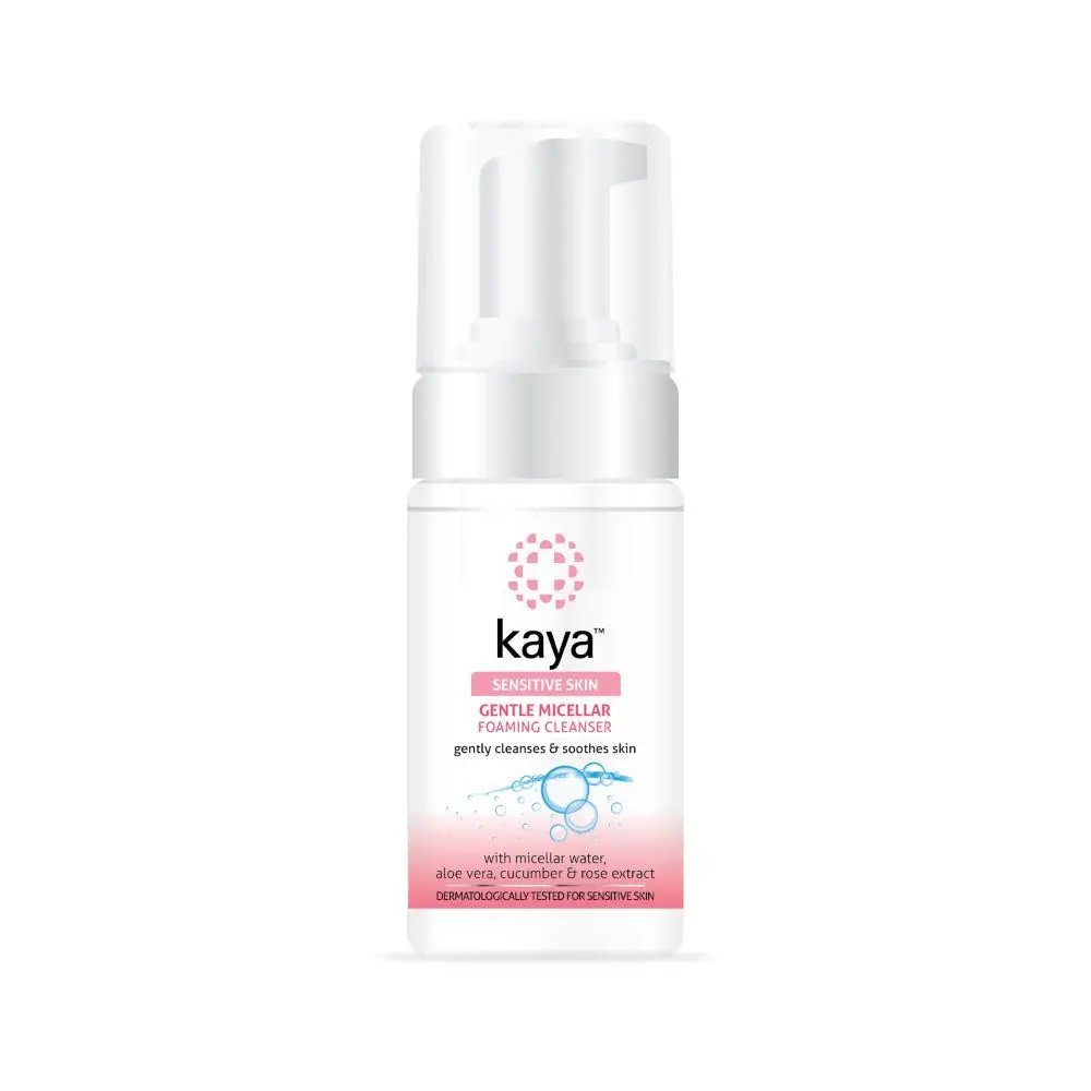 Kaya Sensitive Skin Gentle Micellar Foaming Cleanser | Gently cleanses & soothes skin |With Micellar Water Aloe Vera Cucumber & Rose | Fragrance Free Parabens, 100 ml