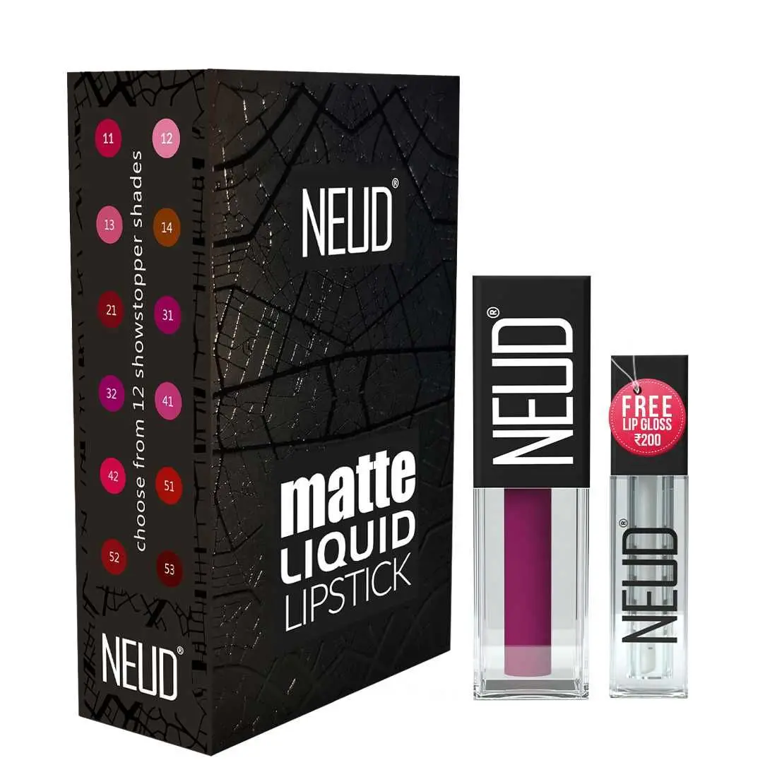 NEUD Matte Liquid Lipstick Boss Lady with Jojoba Oil, Vitamin E and Almond Oil - Smudge Proof 12-hour Stay Formula with Free Lip Gloss