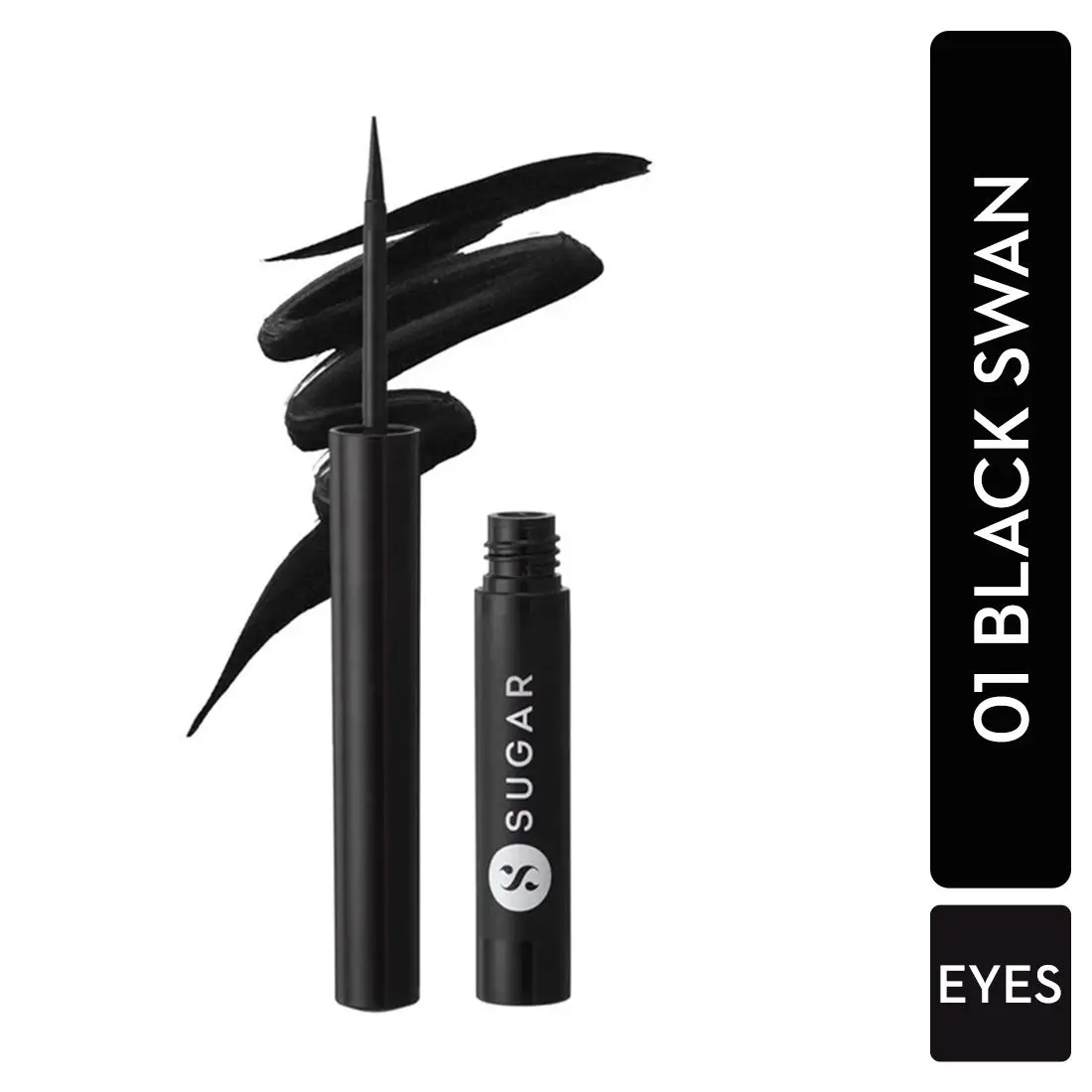 SUGAR Cosmetics - Eye Warned You So! - Double Matte Eyeliner - 01 Black Swan (Black Eye Liner for Women) - Sweat Proof, 100% Waterproof Eye Liner with Matte Finish