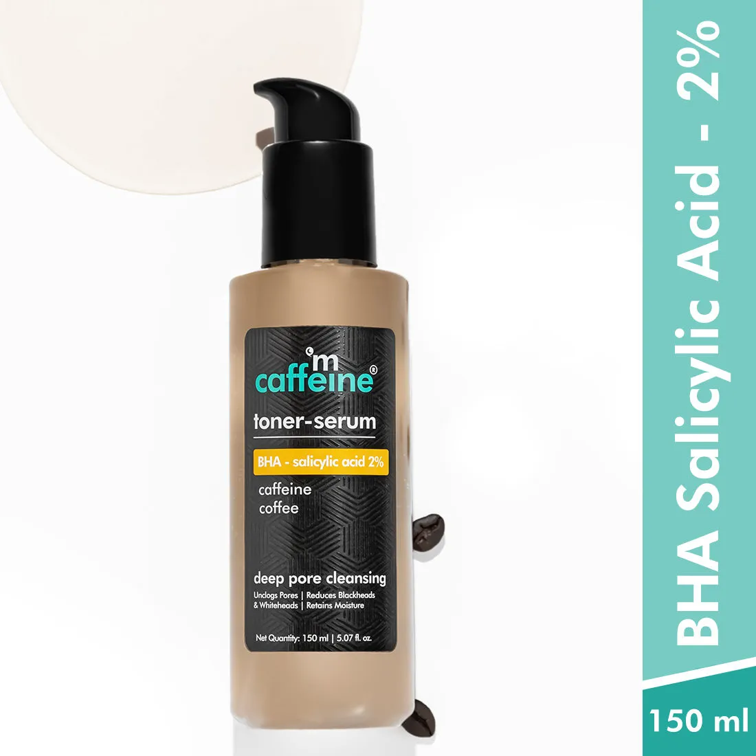 MCaffeine BHA-2% Salicylic Acid 2in1 Toner-Serum with Coffee Unclogs Pores & Removes Blackheads