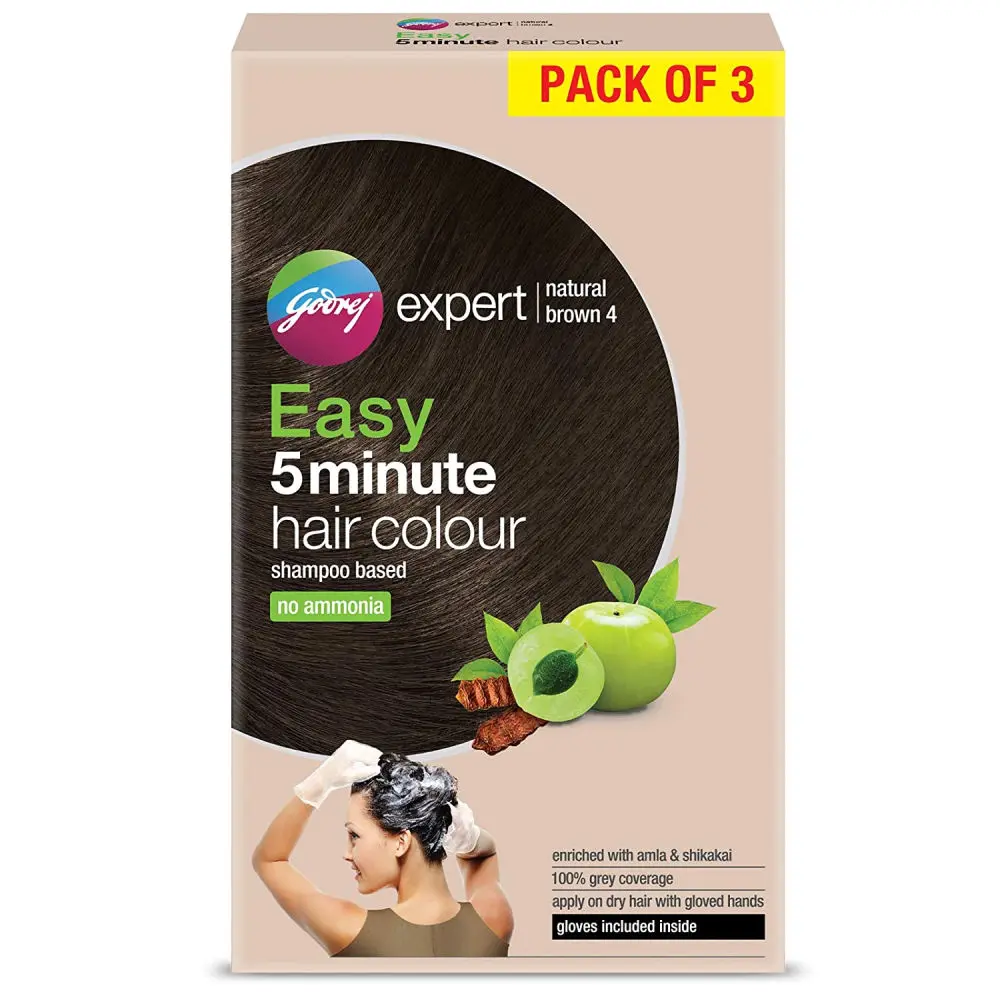 Godrej Expert Easy Shampoo Hair Colour Natural Brown - Pack of 3