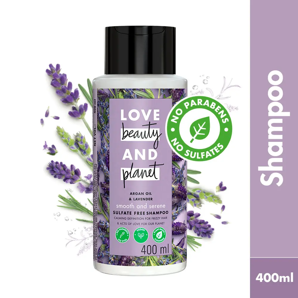 Love Beauty & Planet Argan Oil and Lavender Sulfate Free Smooth and Serene Shampoo, 400ml