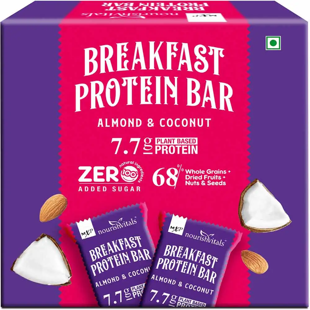 NourishVitals Breakfast Protein Bar,  5 bar(s)  Almond & Cocount