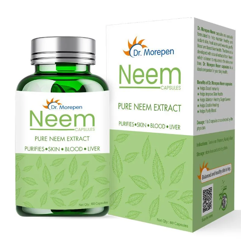 Dr. Morepen Neem Capsule For Skin, Gut Health & Blood Purification