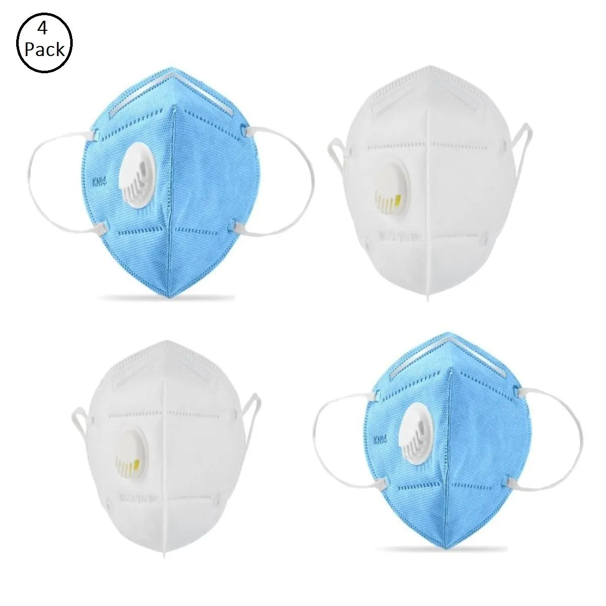 Fabula Pack Of 4 Anti-Pollution Reusable 5 Layer Mask - White Blue