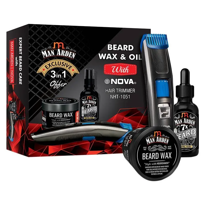 Man Arden Complete 3 In 1 Beard Kit With Nova Hair Trimmer