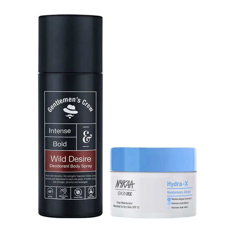 Gentlemen's Crew Deodorant Wild Desire +  SKINRX Ha Day Moisturiser For Normal To Dry Skin