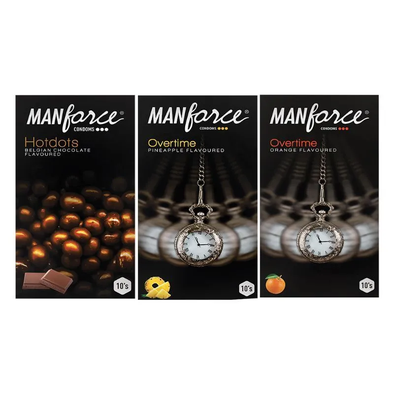 Manforce Hotdots Belgian Chocolate And Overtime Orange & Pineapple Combo Pack - Pack Of 3