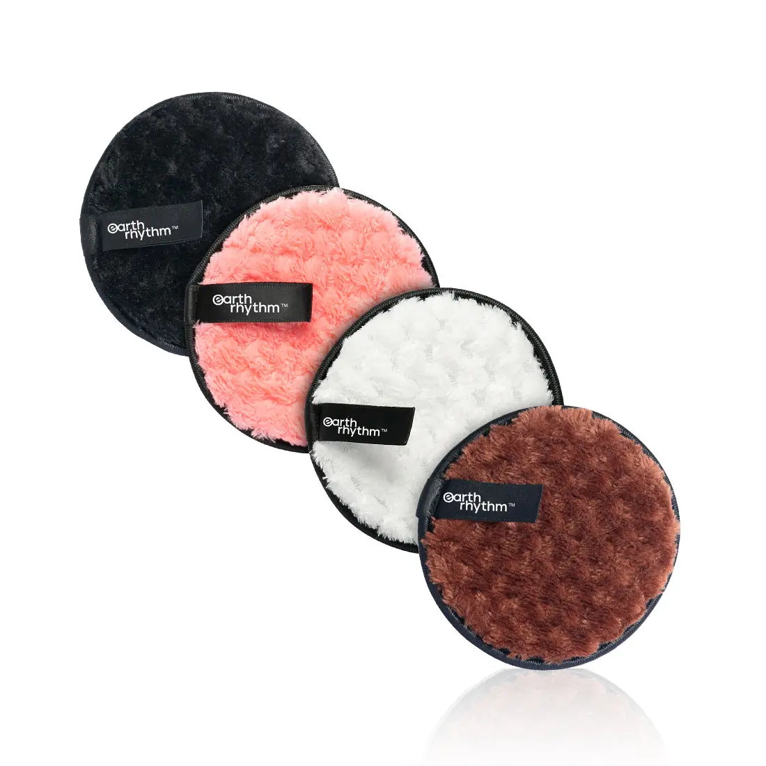 Earth Rhythm Reusable Makeup Remover/Cleansing Pads | Cleanse Skin + Removes Stubborn Makeup Traces + Reusable | for All Skin Type | Women & Girls - Pack Of 4 (Color may vary)