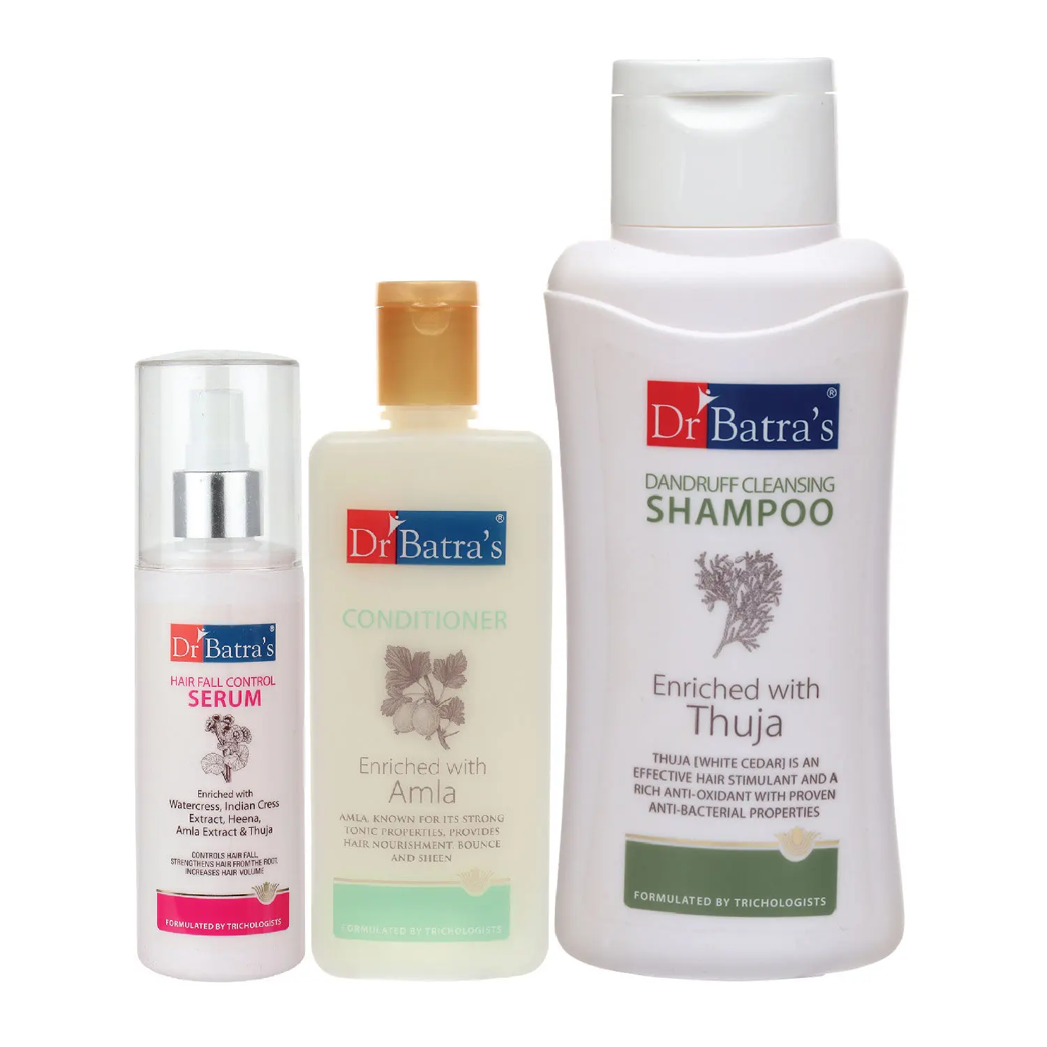 Dr Batra's Hair Fall Control Serum-125 ml, Conditioner - 200 ml and Dandruff Cleansing Shampoo - 500 ml