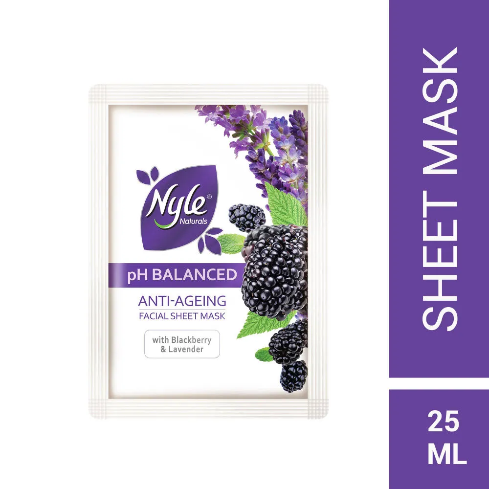 Nyle pH Balanced Anti-Ageing Facial Sheet Mask with Blackberry & Lavender