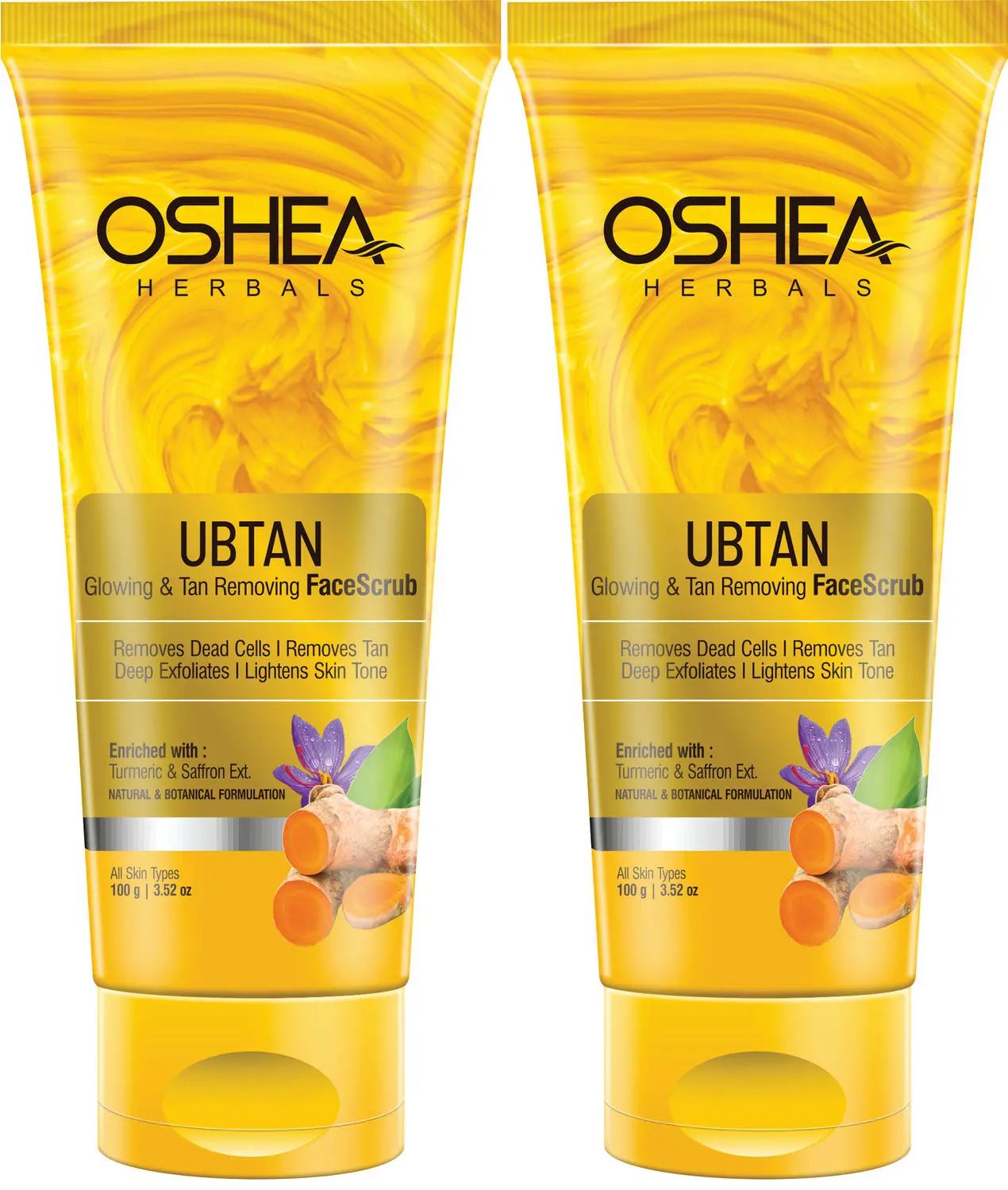 Oshea Herbals UBTAN GLOWING & TAN REMOVING FACE SCRUB 100Grams pack of 2