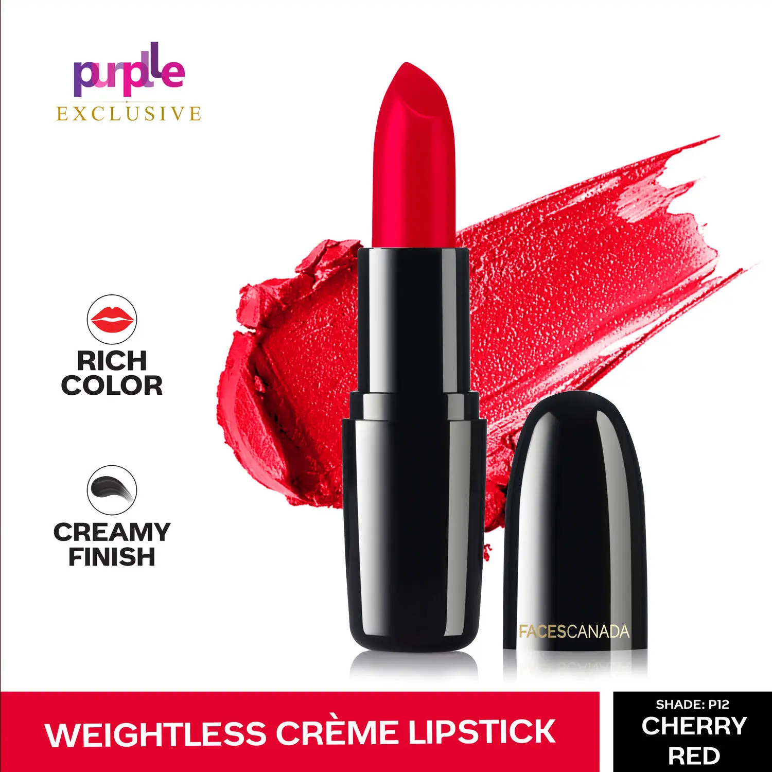 Faces Canada Weightless Creme Finish Lipstick Cherry Red P09 (4 g) - Exclusively on Purplle