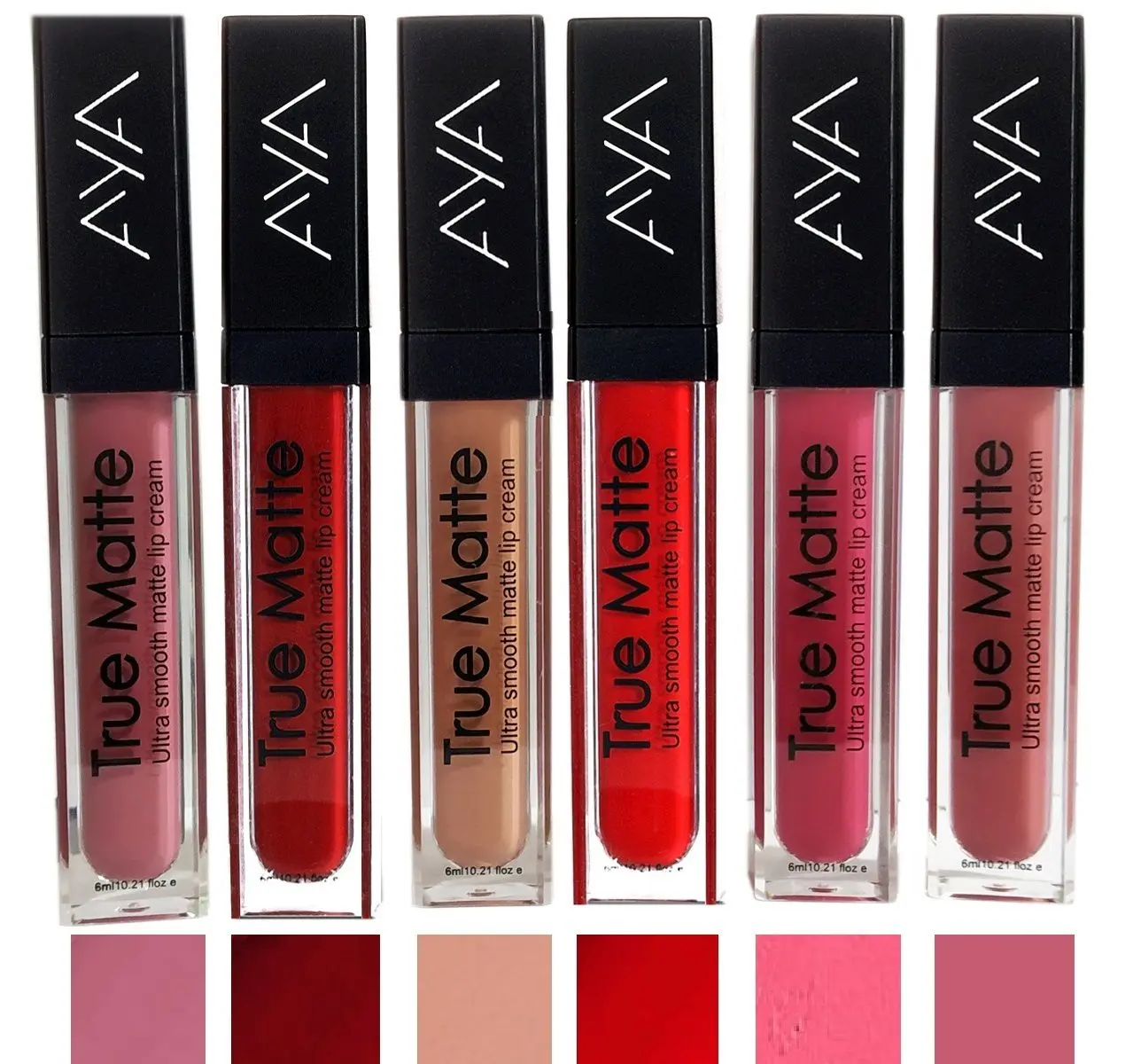 AYA True Matte Liquid Lipstick, Ultra Smooth Matte Lip Cream (Set of 6)