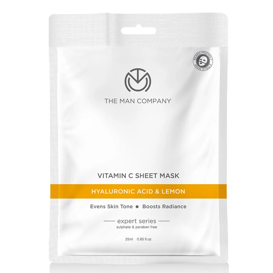 The Man Company Vitamin C Sheet Mask With Hyaluronic Acid & Lemon