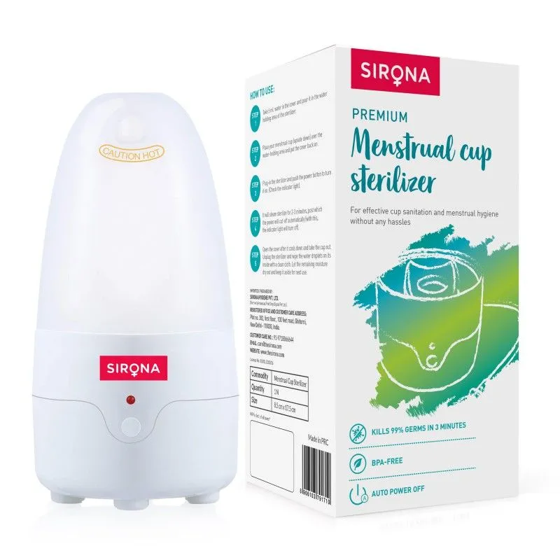 Sirona Menstrual Cup Sterilizer Clean your Period Cup Effortlessly in 3 Minutes with Steam