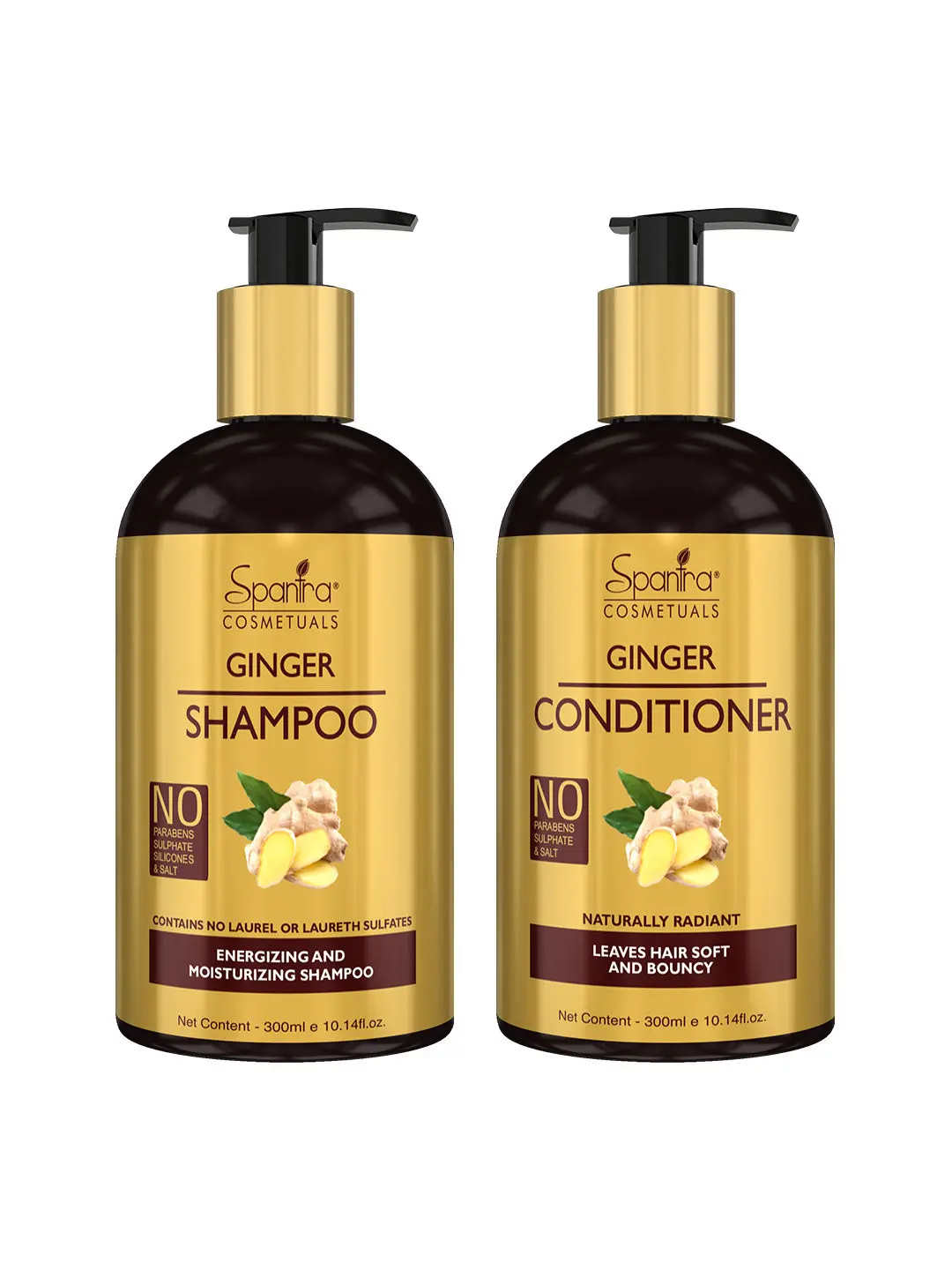 Spantra Ginger Shampoo & Conditioner, 300ml Each (combo of 2)