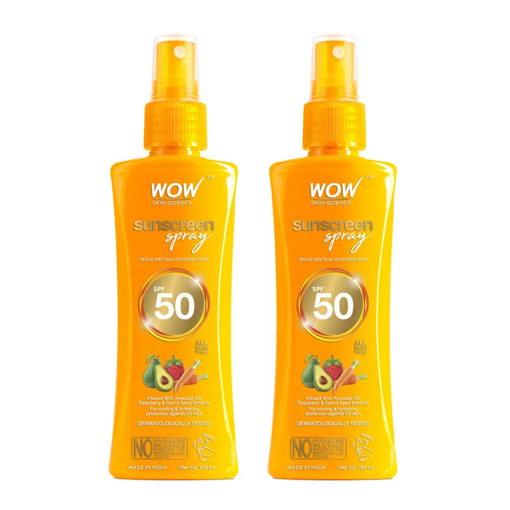 WOW Skin Science UV Broad-Spectrum Sunscreen Spray SPF 50 100 ml (Pack of 2)