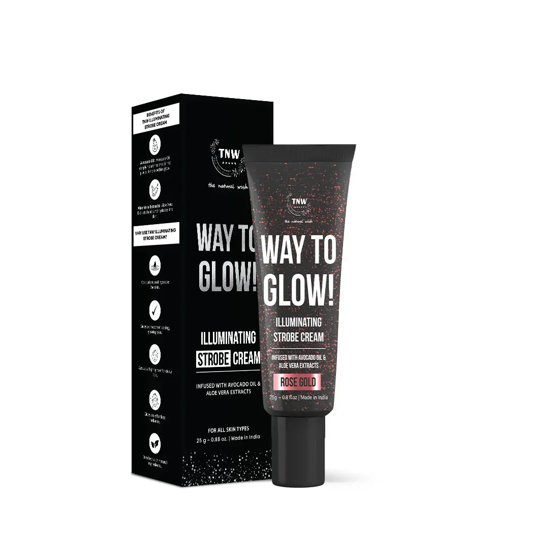 TNW -The Natural Wash Way to Glow! Illuminating Strobe Cream - 01 Rose Gold | with Avocado Oil and Aloe Vera Extract | Gives Glow | Illuminating Glow | Illuminator