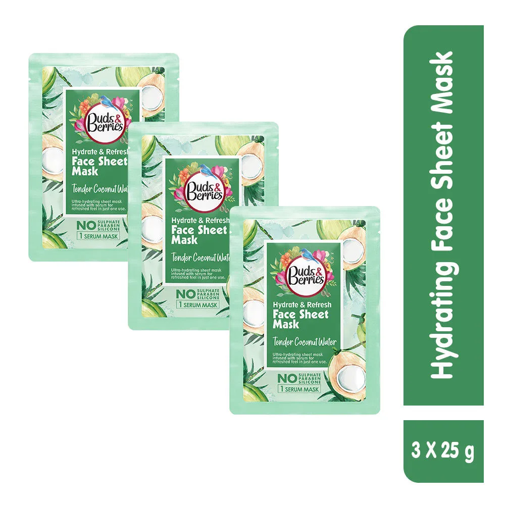 Buds & Berries Hydrate and Refresh Tender Coconut Water Ultra-Hydrating Facial Sheet Mask