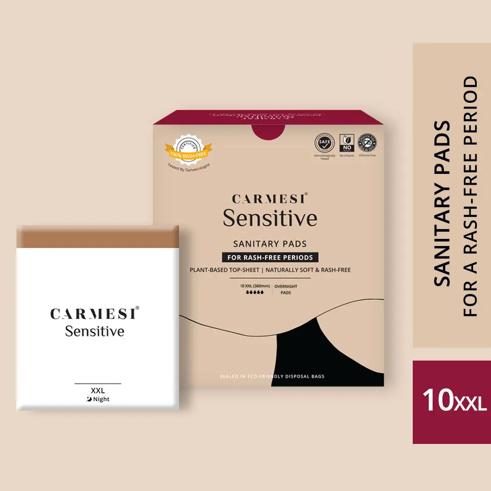 Carmesi Sensitive - Sanitary Pads for Rash-Free Periods (10 XXL)