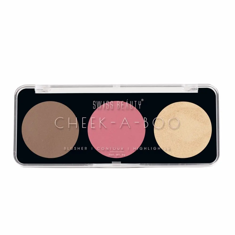 Swiss Beauty Cheek-A-Boo 3 In One Blusher|Contour|Highlighter 01